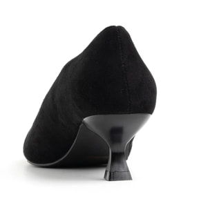 Decolleté in camoscio con tacco kitten - NERO