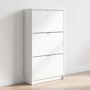 Scarpiera Salvaspazio Con 3 Ante A Ribalta E 2 Ripiani Interni Doppia Profondità Mobile Portascarpe Moderno Ingresso Corridoio Fino A 18 Paia Bianco