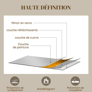 Miroir mural aspect verrière style classique chic - 65L x 110H cm - métal doré verre 3 mm