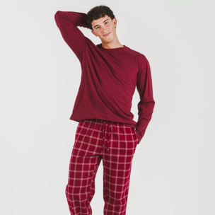Pijama hombre franela Cuadro Nitari Burdeos