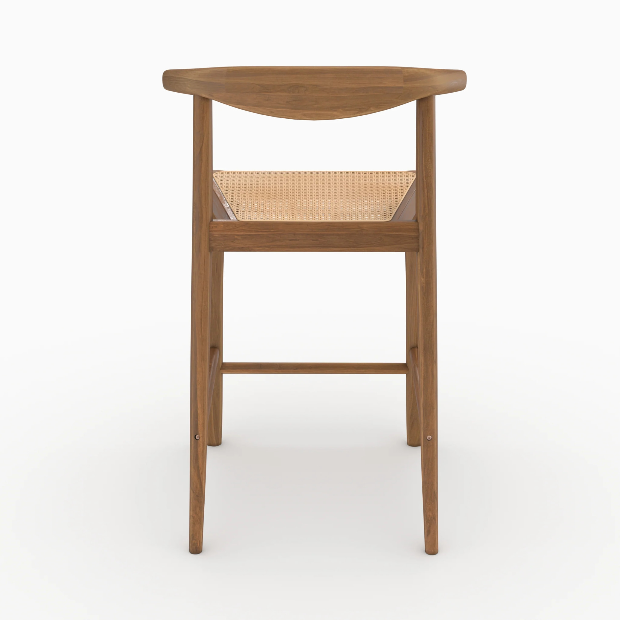 Lot de 2 chaises pour îlot central 64 cm en teck vernis et cannage - Alia
