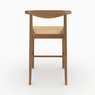 Lot de 2 chaises pour îlot central 64 cm en teck vernis et cannage - Alia