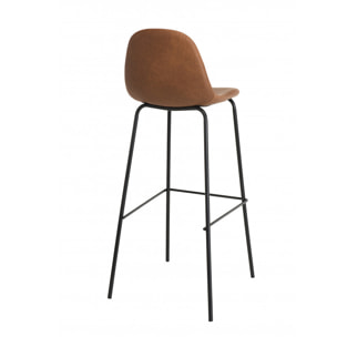 AUGUSTIN - Lot de 2 tabourets de bar John marron hauteur d'assise 80cm