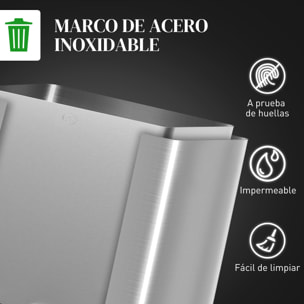 Cubo de Basura de Cocina con 2 Compartimentos 2x15L Papelera de Cocina de Acero Inoxidable con Pedales Tapas de Cierre Suave y Cubo Extraíble para Reciclaje Residuos Restos de Comida Plata