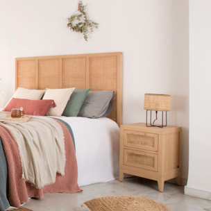 Table de chevet Pandora -bois massif d'acacia, panneau mdf et placage naturel-couleur naturel 42 x 55 x 35 cm