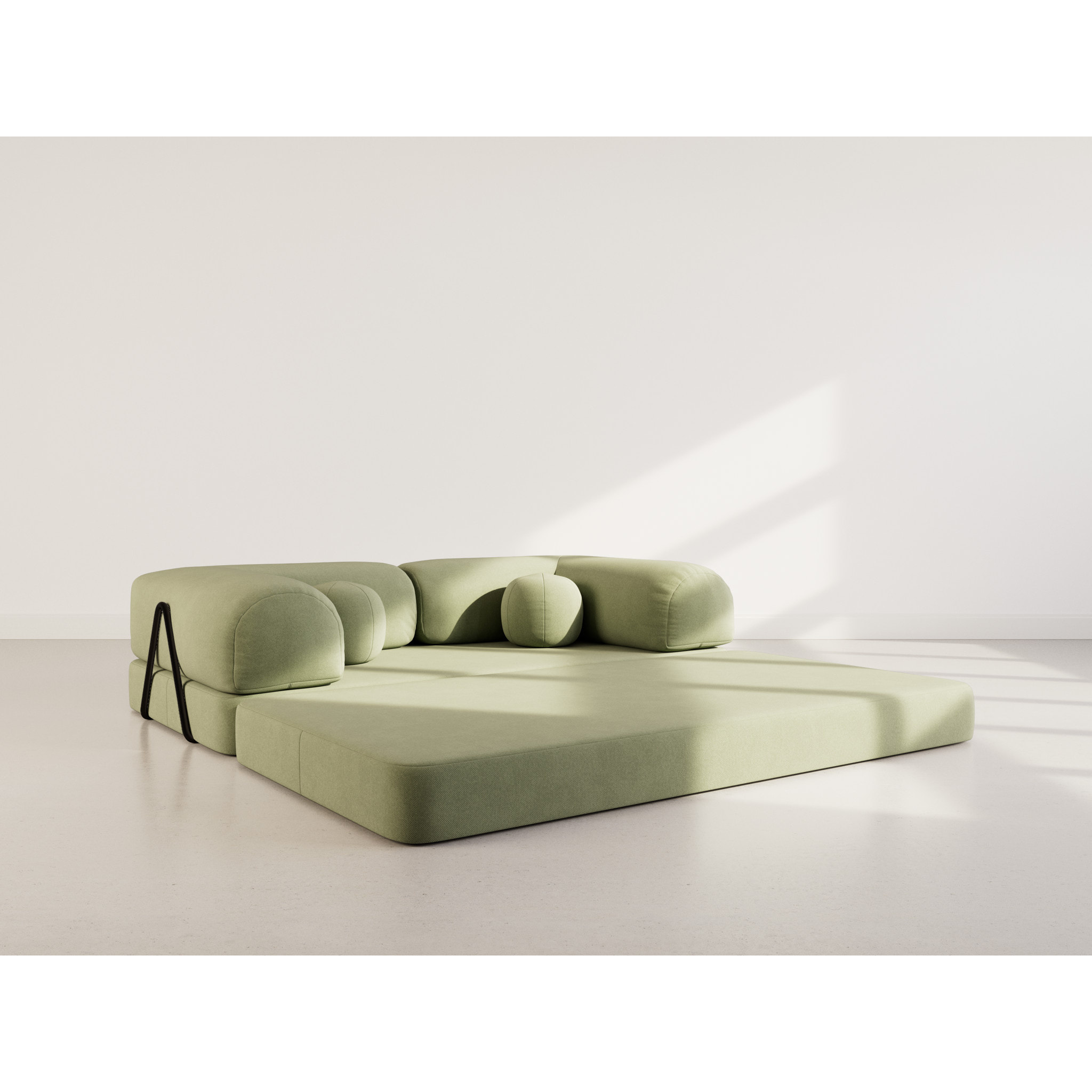 Nebula - Canapé 3 places convertible en velours texturé - Vert sauge