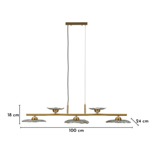 LAMPADARIO EMILY 5 LUCI VETRO GRIGIO CM 100X24X18