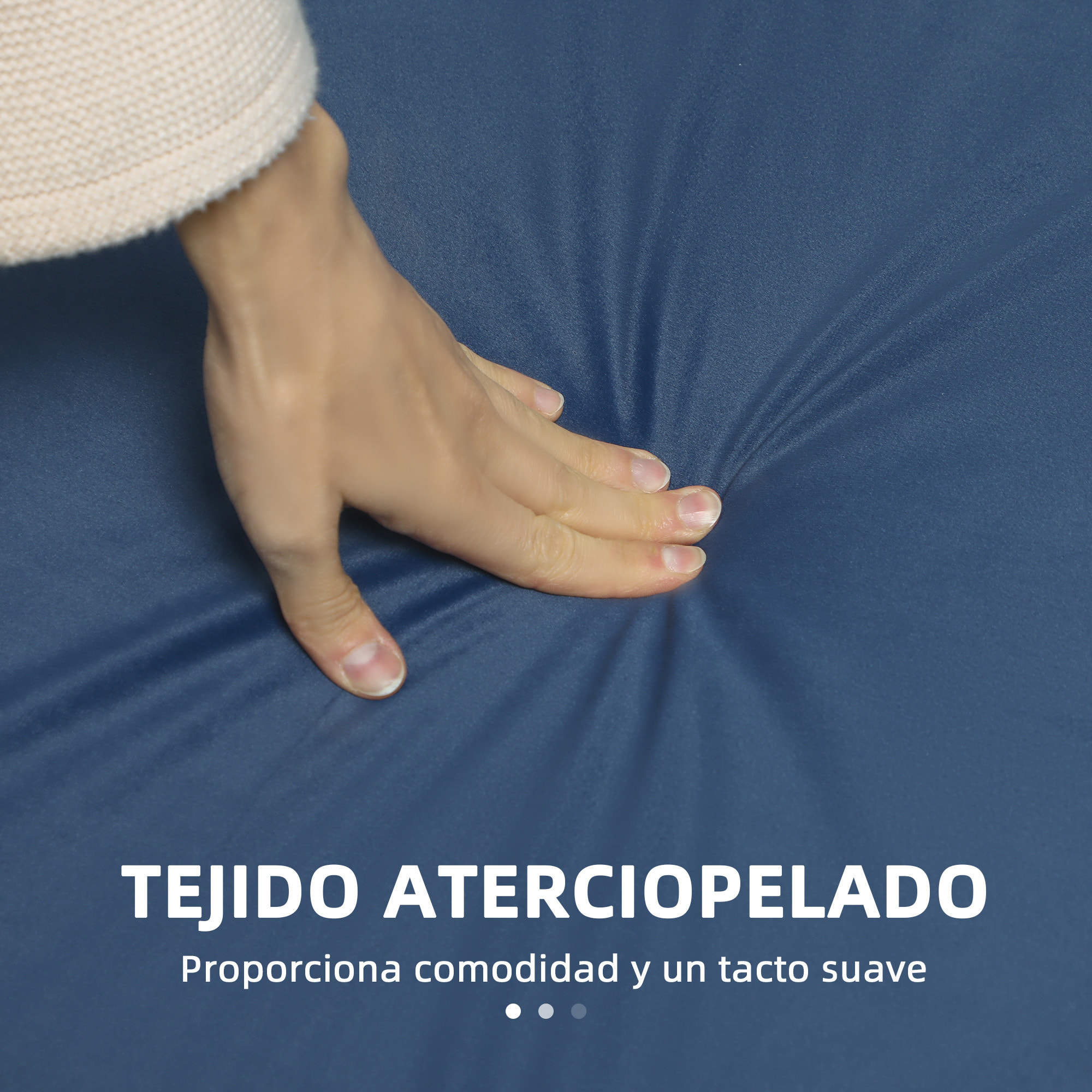 Sofá de 3 Plazas Sofá de Salón de 194,5 cm Tapizado en Terciopelo con 2 Almohadas Reposabrazos y Patas Doradas para Sala de Estar Azul Marino