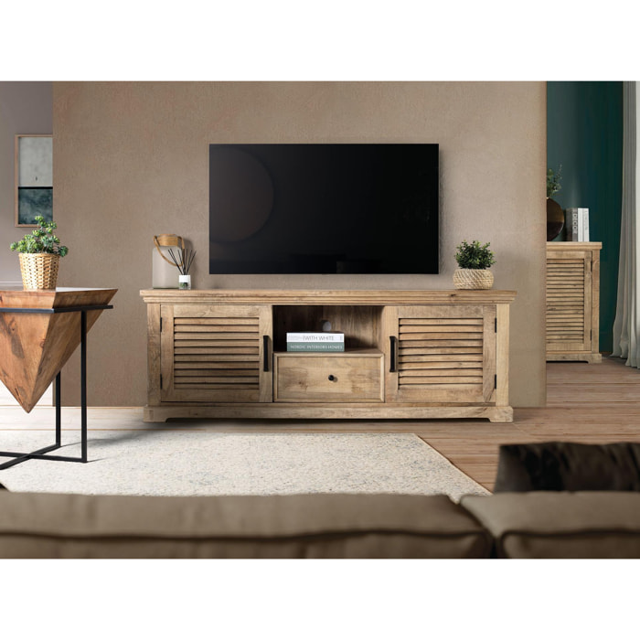 Mueble TV de Madera de Mango 170 Cm Estilo Rústico Contemporáneo