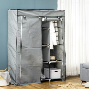 HOMCOM Armario de Tela Plegable Armario Portátil con 8 Estantes de Almacenaje y 2 Barras para Colgar Organizador de Ropa para Dormitorio Vestidor 125x43x162,5 cm Gris Claro