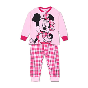 Minnie Pigiama Lungo Autunno Inverno Rosa Scozzese Lei Disney Rosa