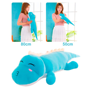 Cuscino extra morbido e soffice design dinosauro blu. 50 cm.