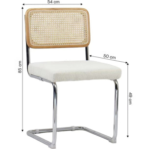 Lot de 2 chaises en cannage et tissu bouclé - MUSE