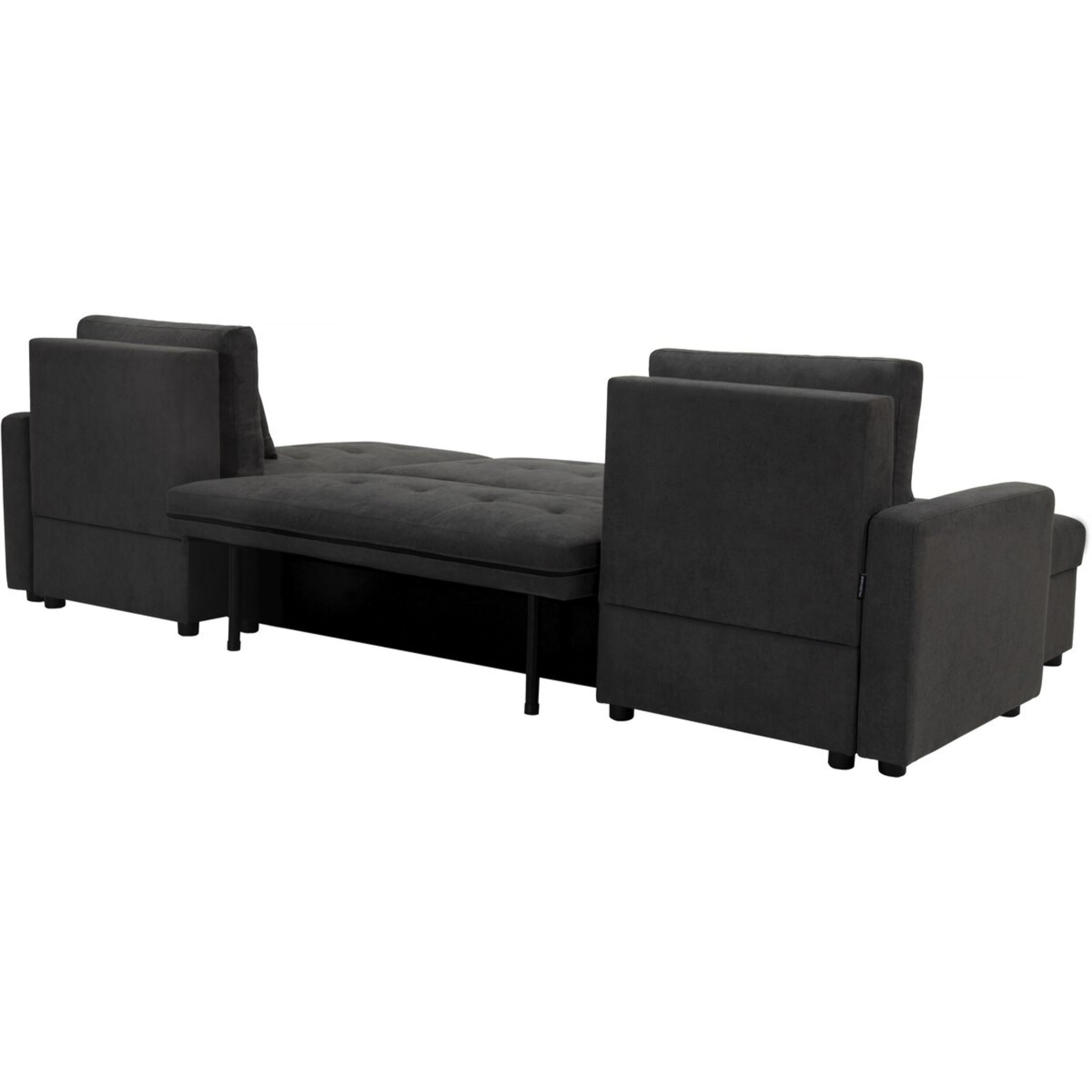 Canapé panoramique convertible avec coffres de rangement "Antoine" - 5 places - Gris foncé