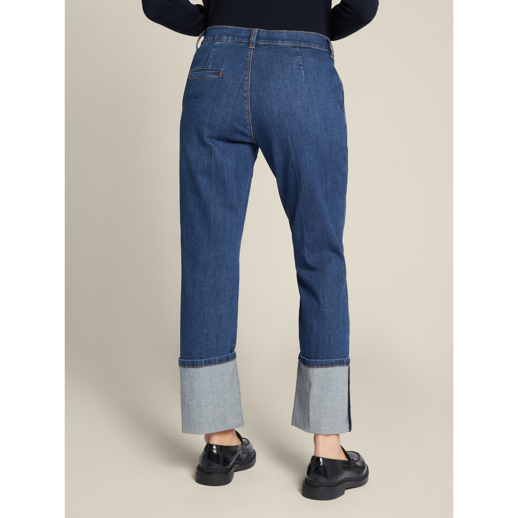 Elena Mirò - Jeans con risvolto in cotone sostenibile - Blu