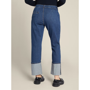 Elena Mirò - Jeans con risvolto in cotone sostenibile - Blu