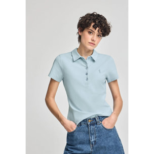 Polo blu chiaro a maniche corte in cotone con ricamo Rigby Best