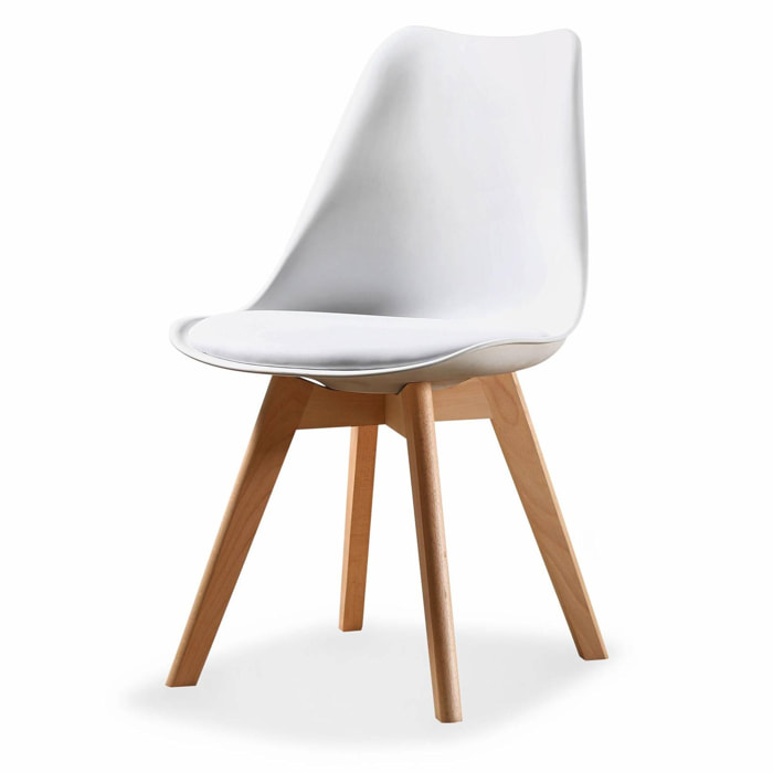 Table à manger rectangulaire bois 120cm blanc - Hedvig - 4 chaises. 4 places. scandinave. pieds bois