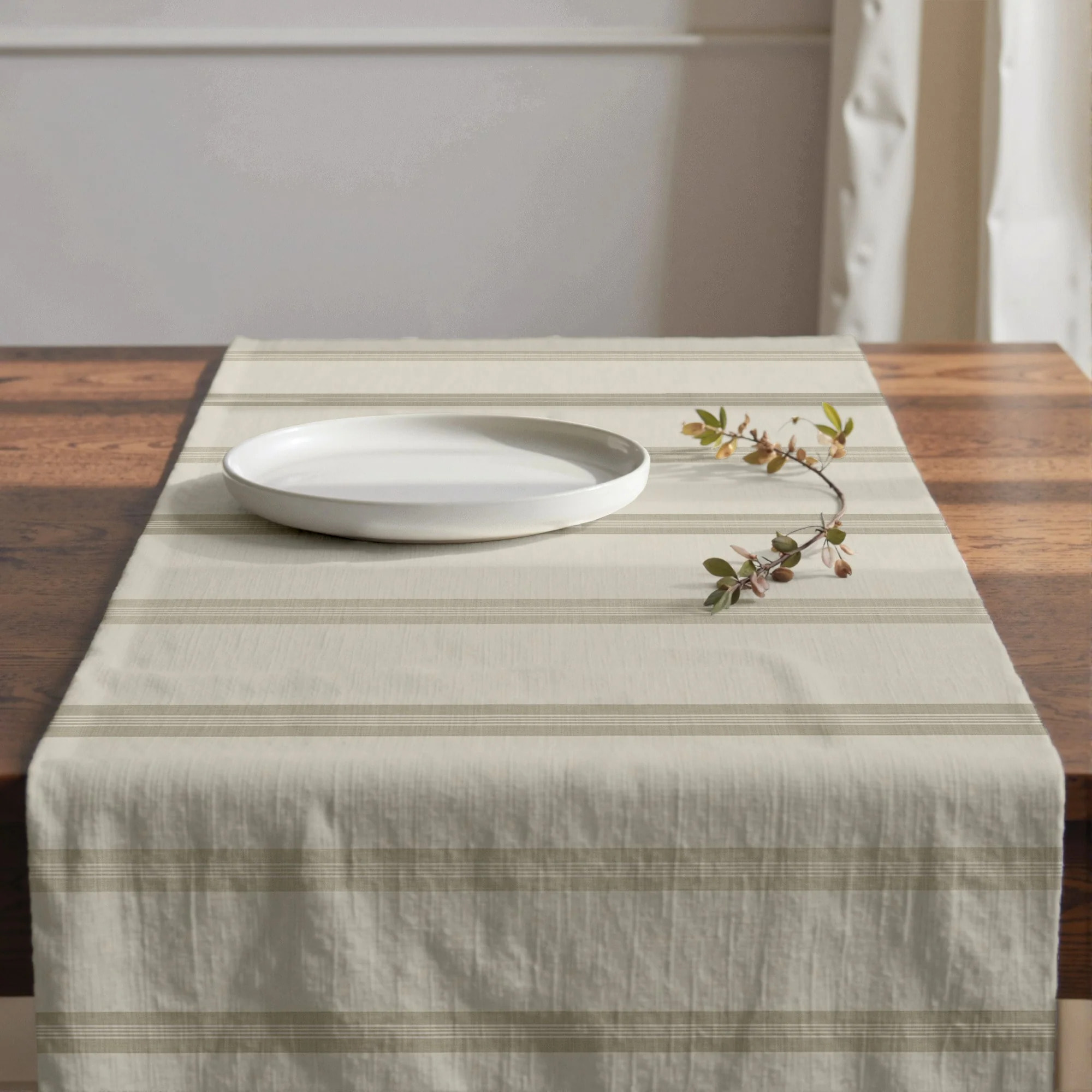 Chemin de table 100% coton Nua Beige 50x150 cm