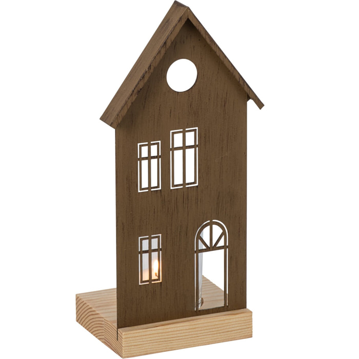 J-Line photophore maison - fer - marron - large