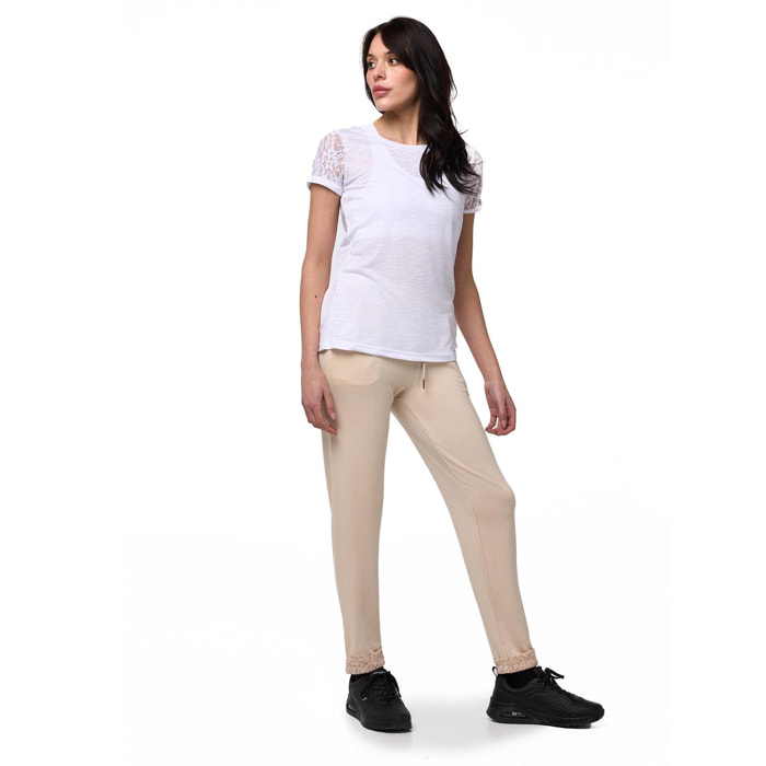 Pantaloni donna Leone 1947 Apparel in felpa con risvolti in pizzo