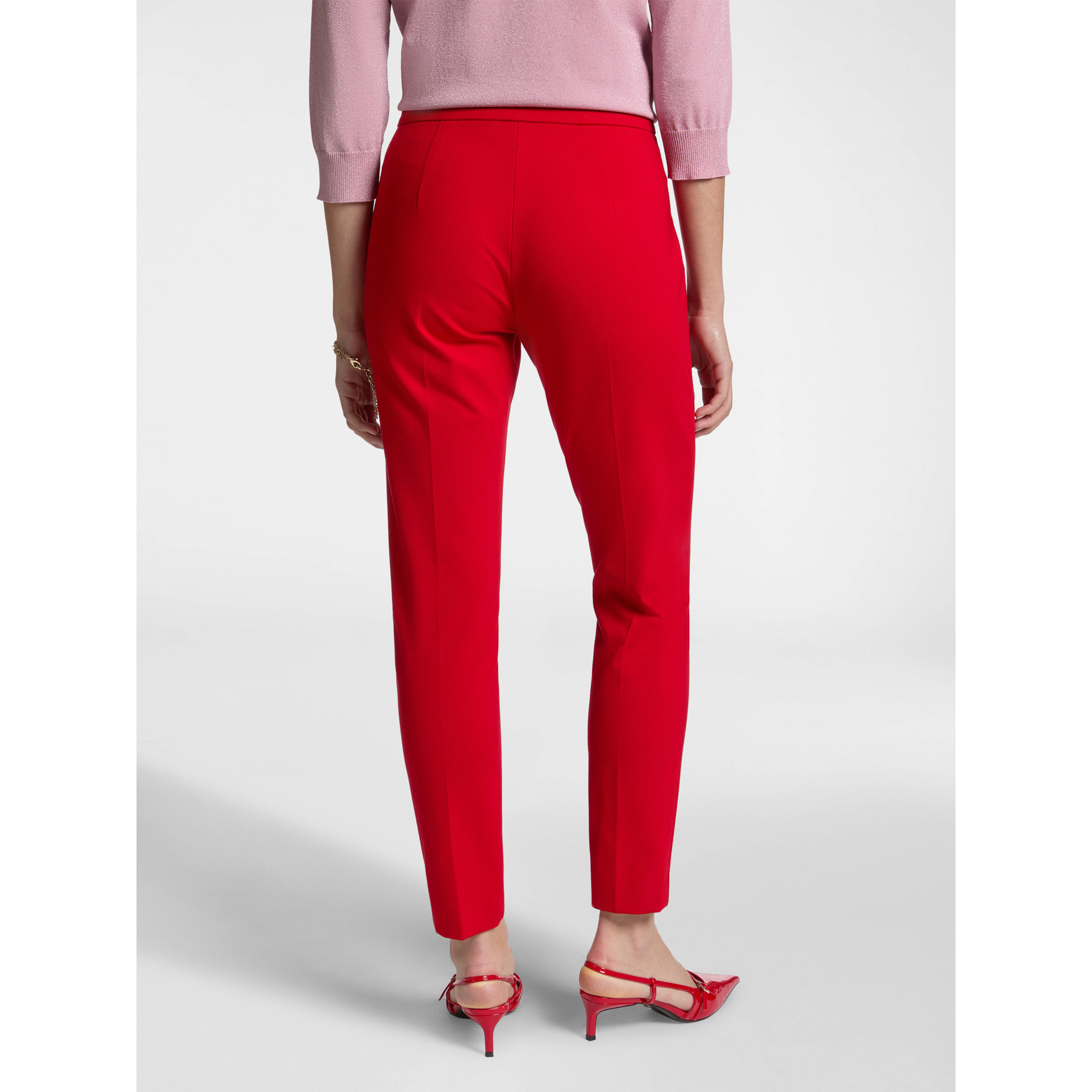 Elena Mirò - Pantalón slim fit en punto Milano - Rojo