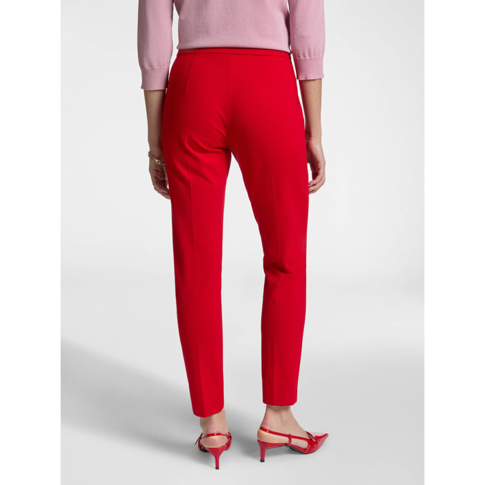 Elena Mirò - Pantalón slim fit en punto Milano - Rojo