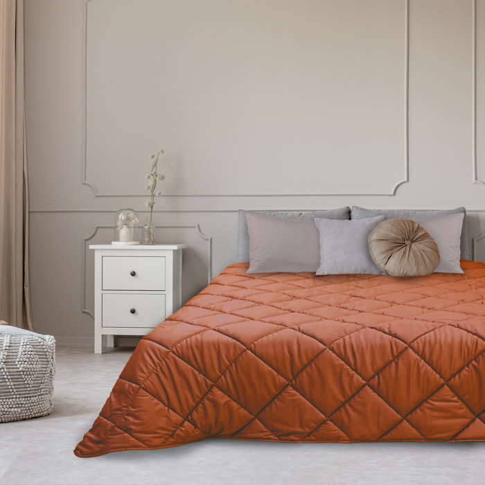 TRAPUNTA INVERNALE MATRIMONIALE IN VELLUTO RUGGINE PRODOTTO ITALIANO