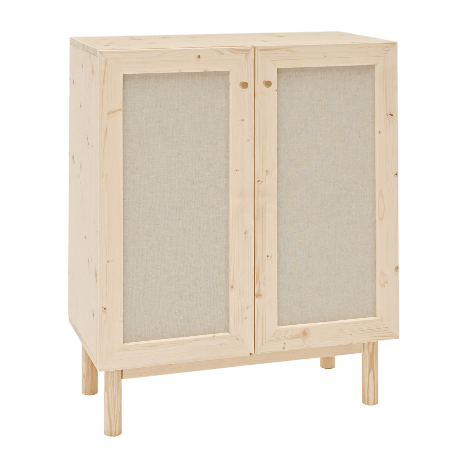 Buffet en bois massif et toile de lin avec 2 portes dans un ton naturel 100x80cm Hauteur: 100 Longueur: 80 Largeur: 40