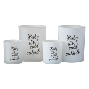 J-Line photophore Baby - verre - blanc/noir - large - 2 pcs