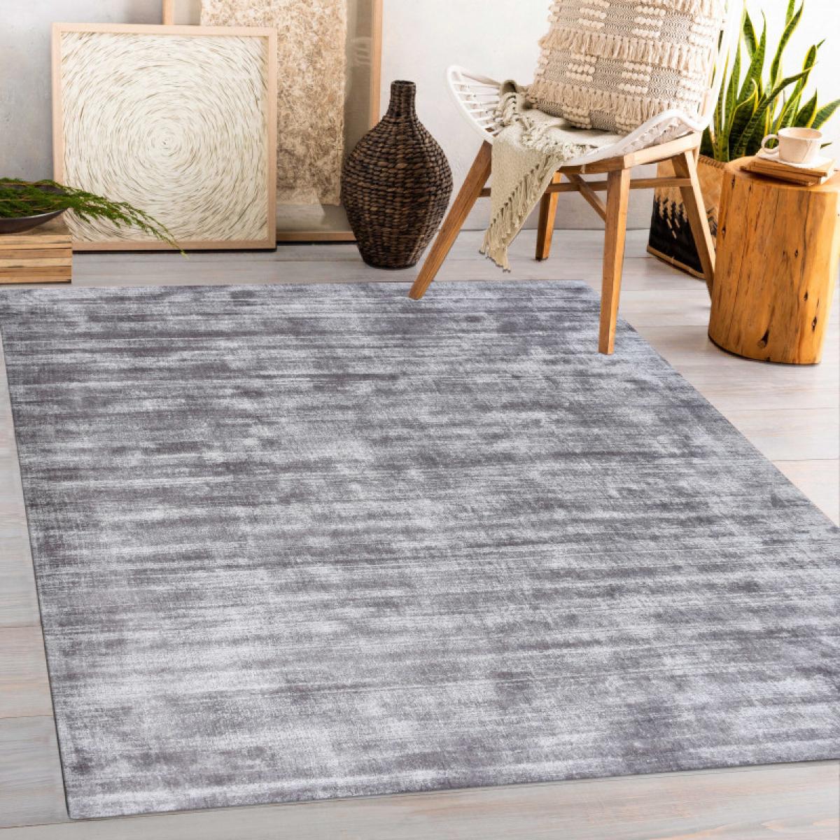 Tapis en viscose tissé à la main Used - Couleur: Gris