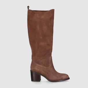 Botas de Serraje - Taupe - Tacón: 5 cm