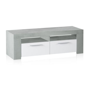 Mueble TV Dara Blanco Artik (Blanco Mate) - Gris Cemento