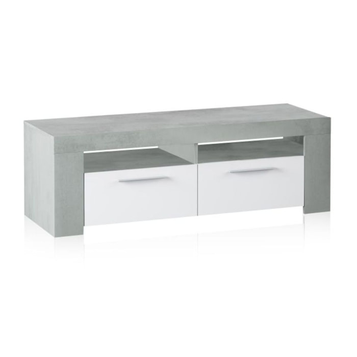 Mueble TV Dara Blanco Artik (Blanco Mate) - Gris Cemento