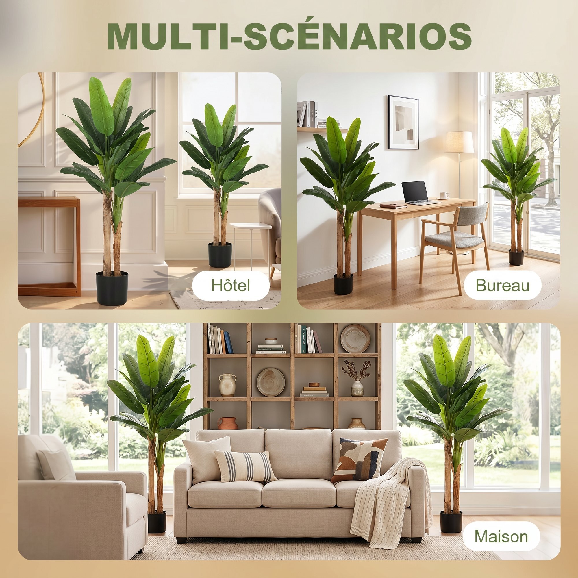 Lot de 2 bananiers artificiels H.150cm