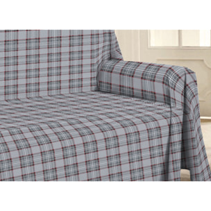 Telo Arredo Multiuso Copritutto 100% Cotone Tartan Grigio