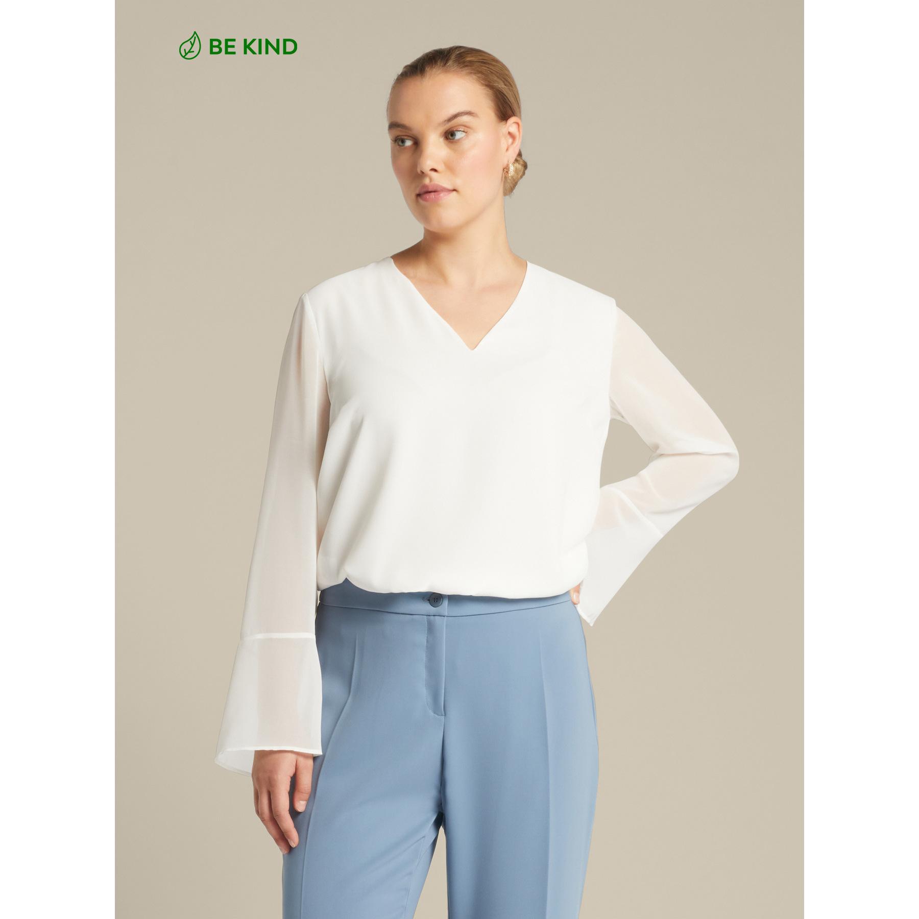 Elena Mirò - Blusa elegante con polsi a petalo - Bianco