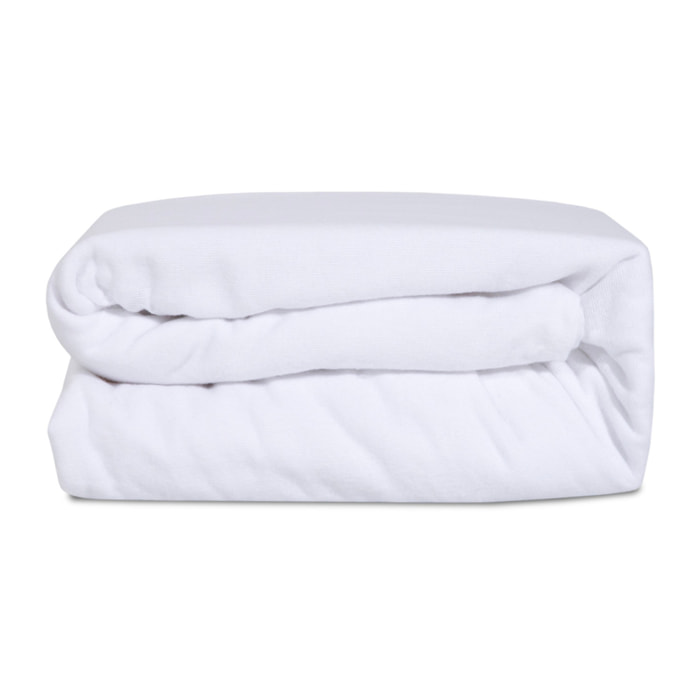 Protège Matelas Songe, Coton Gratté, 200 gr m², Bonnet 30 cm, Blanc, Respirant, Confort Doux, Fabrication Française, Lavable