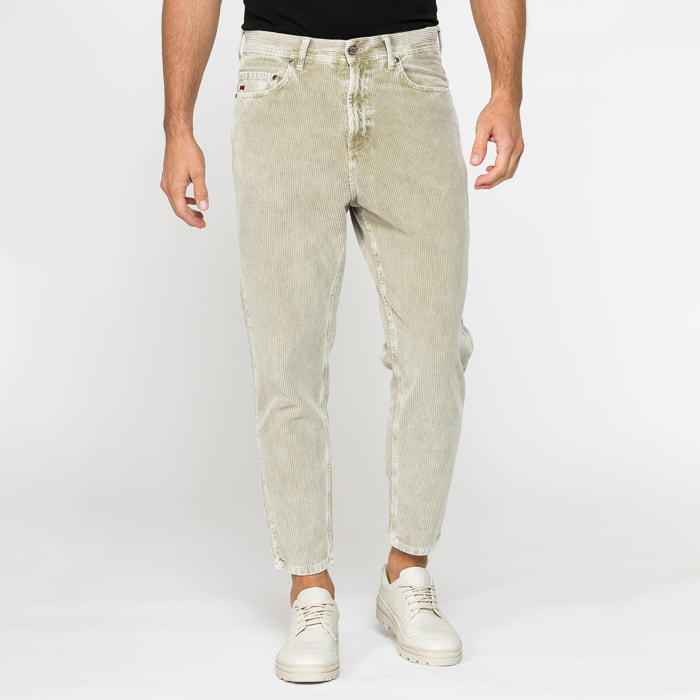 PANTALONE 5 TASCHE IN VELLUTO EFFETTO ACID WASH