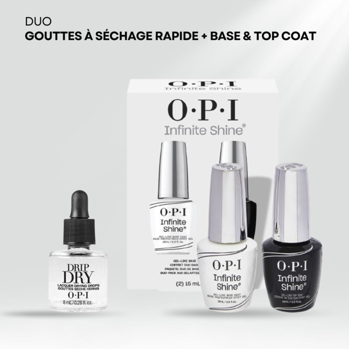 Duo Infinite Shine - Base et Top Coat Duo Pack - 30ml Gouttes à séchage rapide - Drip Dry - 8ml