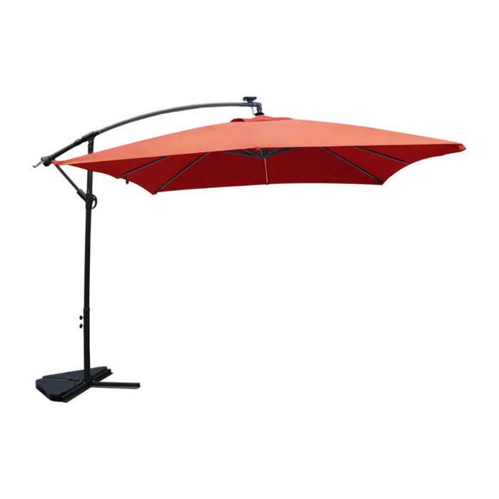 Parasol Néon LED déporté 3x3m terracotta DAVAGNA