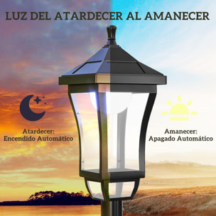 Farola Solar Luz Solar de Exterior con Panel Solar Encendido y Apagado Automático IP44 para Terraza Patio 15x15x127 cm Negro