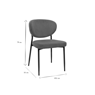 Chaises en tissu velours côtelé terre brûlée et métal noir (lot de 2) BREKA