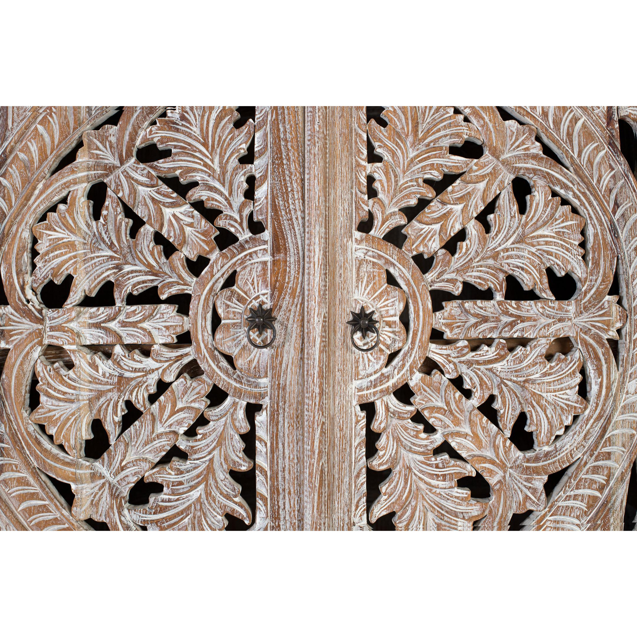Armario de Madera de Teca 100 Cm Estilo Boho Tallado