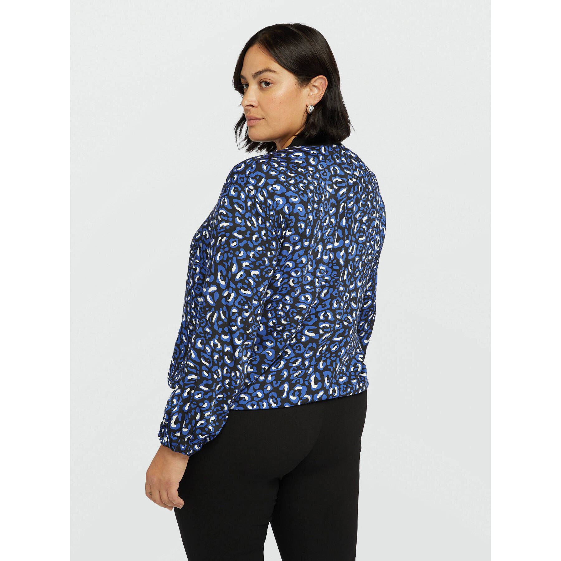 Fiorella Rubino - Camicia blusante dalla stampa animalier - Blu