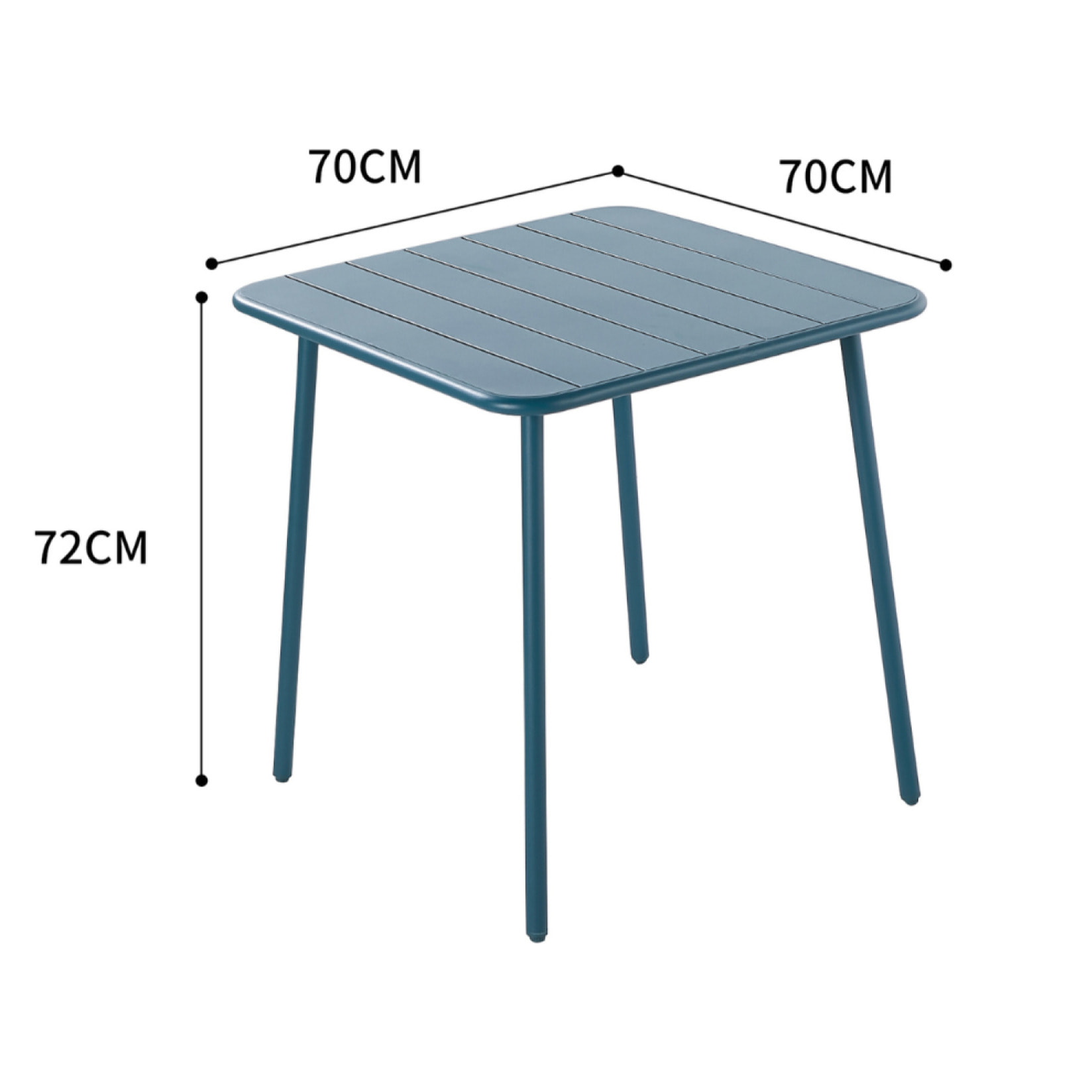 Table de jardin carrée en acier bleu 4 places - SINTRA