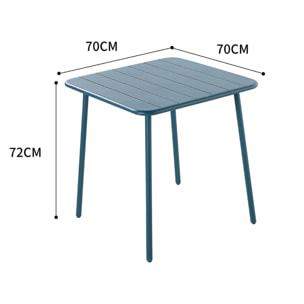 Table de jardin carrée en acier bleu 4 places - SINTRA