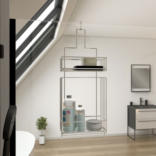 Valet Etagères de douche Chrome 2 Paniers - 20x10x50 cm - LOU
