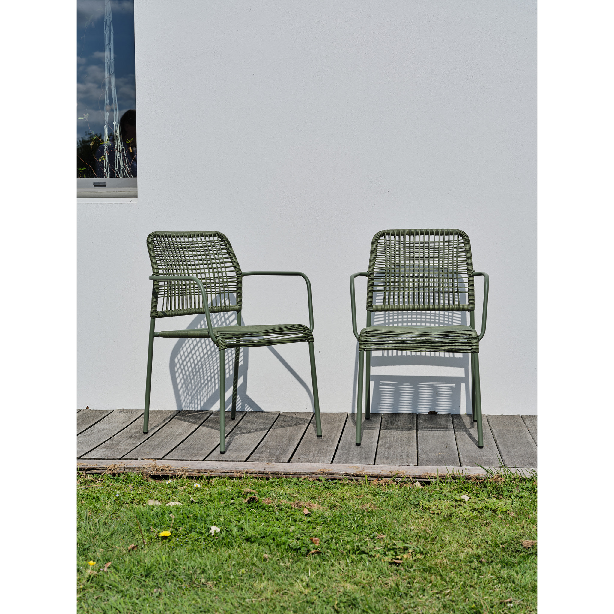 MARCEAU - Lot composé de 2 fauteuils de jardin en corde et acier