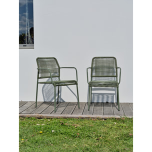 MARCEAU - Lot composé de 2 fauteuils de jardin en corde et acier